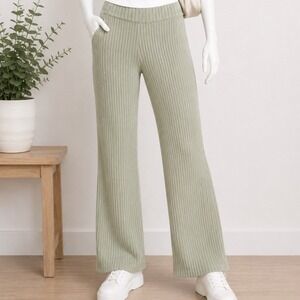 Sincerely Jules Womens Knit Pants Sage Green Ribbed Loungewear Medium